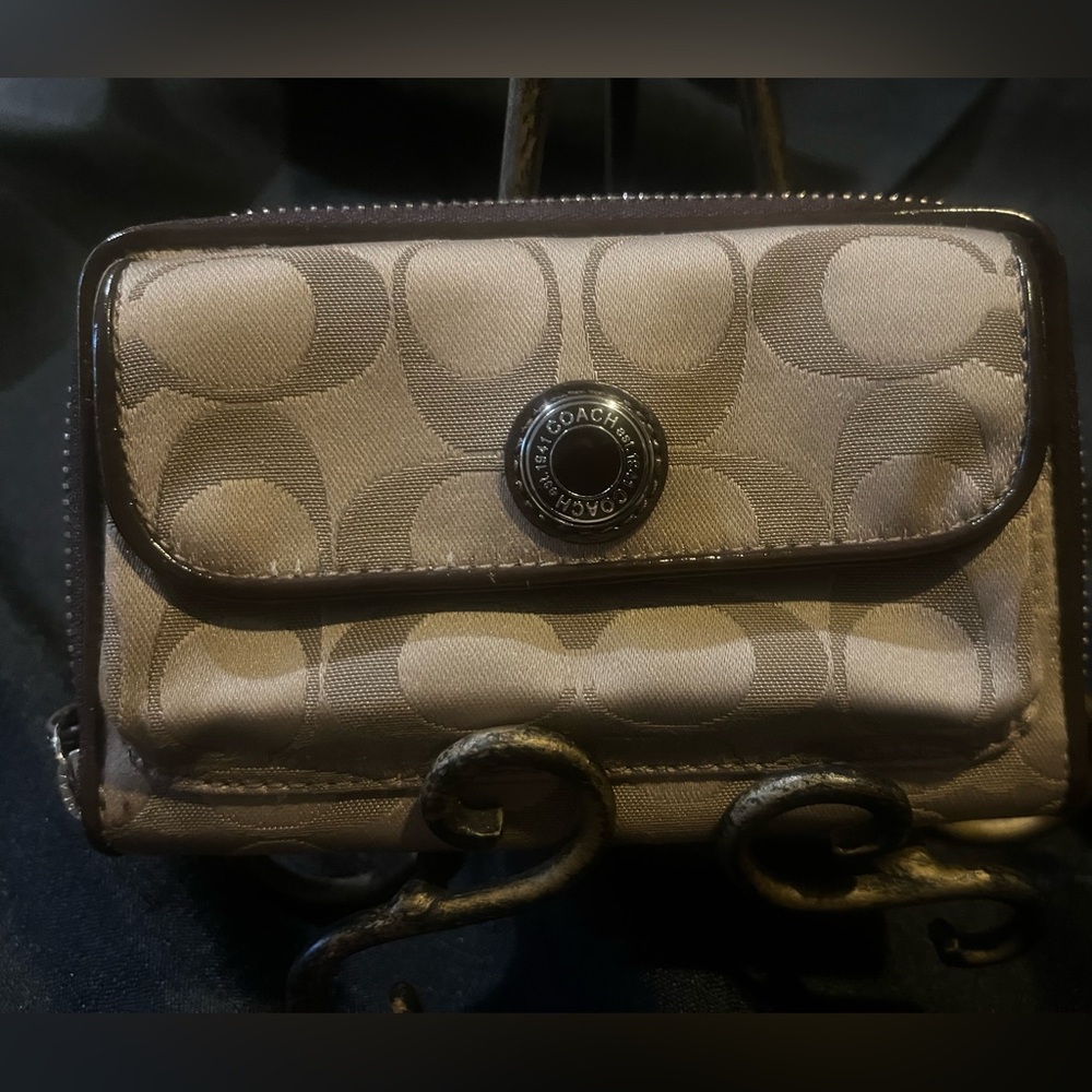 Coach Tan and Brown Signature Wallet
